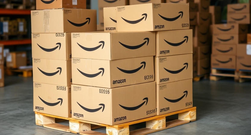 amazon boxes on a pallet